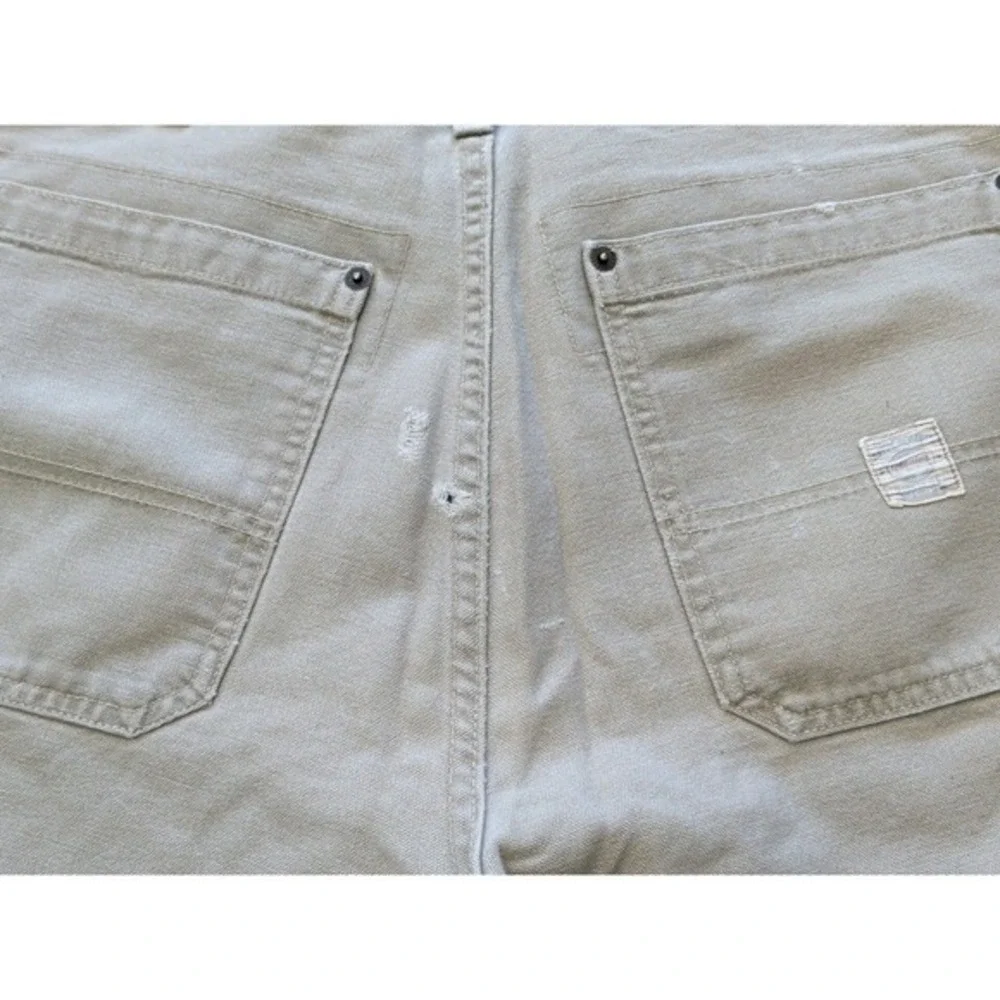 Vtg Abercrombie & Fitch‎ Shorts Sz 32 Khaki Canvas Carpenter Distressed USA Made